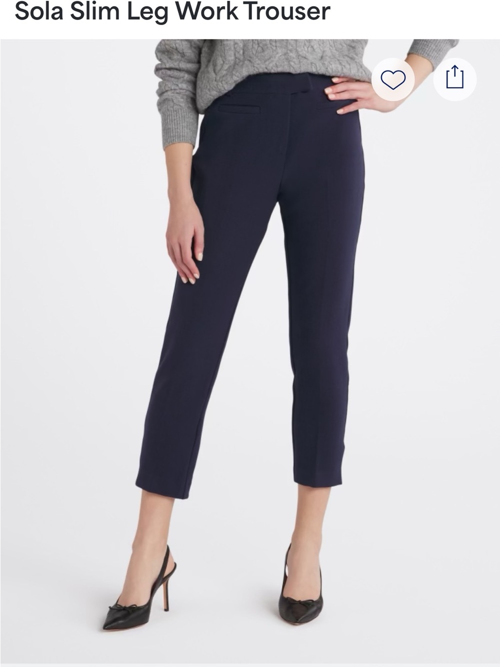 Editors Cut NWT Size XS Sola Slim Trouser Navy Blue